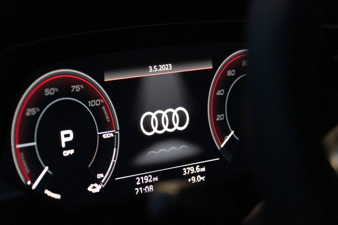 the dashboard of a car with a speedometer